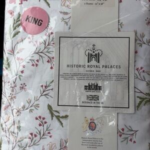 Victoria Ruby King Duvet Cover - White with Pink & Green Floral